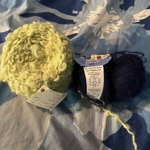 Boucle & mohair Yarn Set in green and Navy